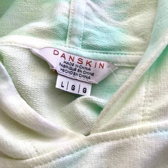 Danskin green hoodie women tie dye long sleeve hoodie sweater size L boho gym - Picture 3 of 12